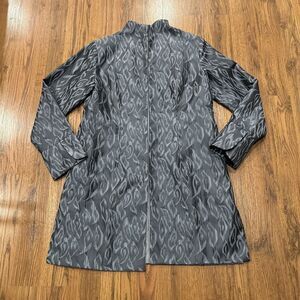 Gump's San Francisco Jacket Womens 6 Open Front Gray Long Line Pockets